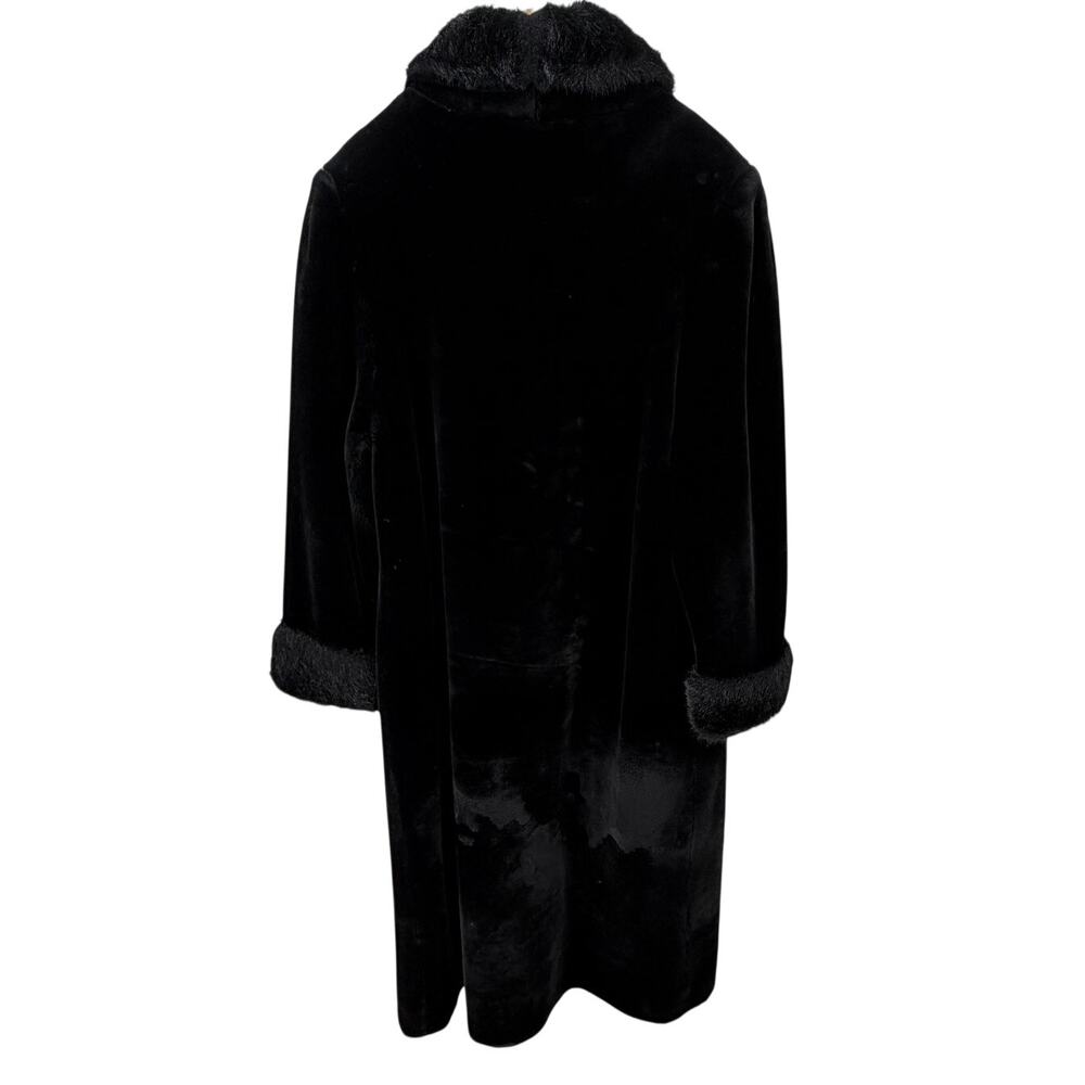 Olympia Limited Inc Black Faux Fur Long Coat Pockets Fully Lined 3 Clasp L - Picture 3 of 12